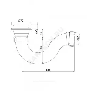 Сифон для поддона трубный 1 1/2"x50/40 выпуск с нержавеющей решёткой D=70мм АНИ Пласт E110