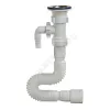 Сифон для умывальника гофрированный 1 1/2"x40/50 L=1250мм с отводом (штуцером) выпуск с нержавеющей решёткой D=70мм Орио А-30135