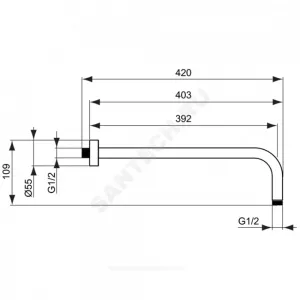 Держатель для верхнего душа 400мм IDEALRAIN Ideal Standard B9445XG