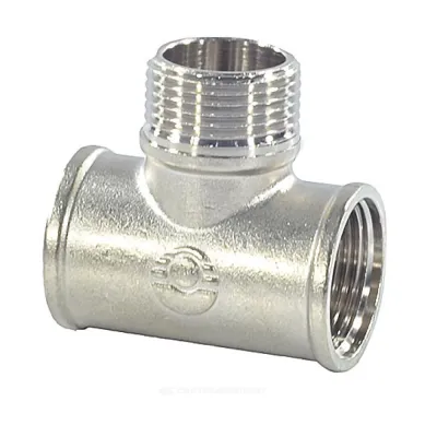 Тройник латунь никель переходной Ду 20 (3/4") ВР/НР/ВР VALFEX VF.132.N.034