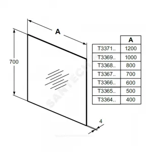 Зеркало без рамы MIRROR&LIGHT нейтральный Ideal Standard T3366BH