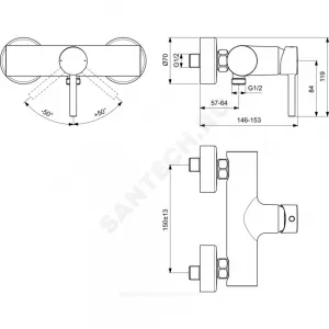 Смеситель для душа одноручный CERALINE Ideal Standard BC200AA
