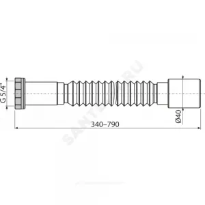 Гофра с гайкой металл 1 1/4"x40 L=340-790мм Alca Plast A740