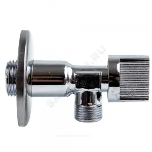 Кран шаровой латунный бытовой хром угловой 1043 G1/2" Ру10 НР бабочка с отражателем Aquasfera 1043-02