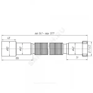 Гофра с гайкой 1 1/2"x40/50 L=541-1371мм АНИ Пласт К116