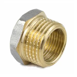 Футорка латунь никель Ду 20х15 (3/4"х1/2") НР/ВР 9024 ГОСТ 32585-2013 Aquasfera 9024-02