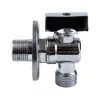 Кран шаровой латунный бытовой хром угловой 1042 G1/2"х3/4" Ру10 НР редуцированный бабочка Aquasfera 1042-02