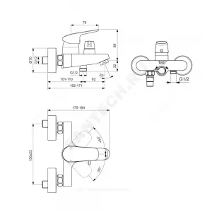 Смеситель для ванны с душем одноручный CERAFLEX Ideal Standard B1740AA