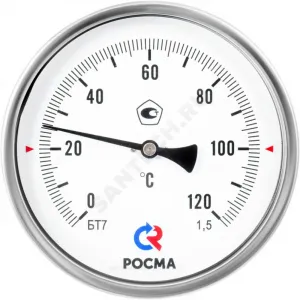 Термометр биметаллический осевой Дк150 250С L=150мм G1/2" БТ-71.211 Росма 00000002797