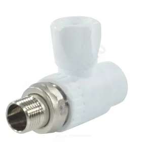 Кран шаровой PP-R белый Дн 20х1/2" НР прямой для радиатора RTP (РосТурПласт) 17136