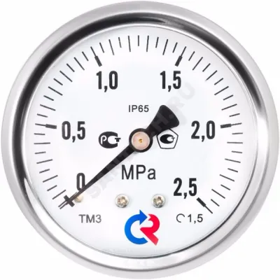 Манометр гидрозаполненный ТМ-320Т.10 осевой Дк63мм 0-1,6 МПа G1/4" глицерин Росма 00000026323