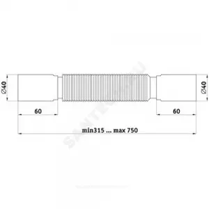 Гофра с гайкой 1 1/4"x40 L=320-650мм Орио АС-1012