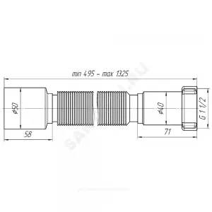 Гофра с гайкой 1 1/2"x50 L=495-1325мм АНИ Пласт K115