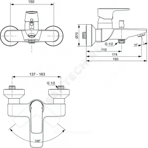 Смеситель для ванны с душем одноручный CONNECT AIR Ideal Standard A7033AA