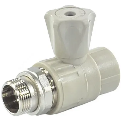 Кран PP-R шаровой серый НР Дн 25х1/2" прямой для радиатора VALFEX 10149125Г