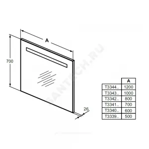 Зеркало Class II MIRROR&LIGHT нейтральный с подсветкой Ideal Standard T3342BH