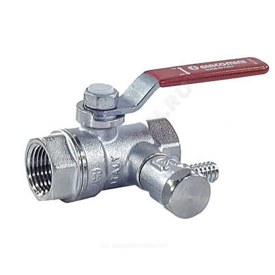 Кран шаровой латунь со спускником R250DS хром Ду 32 Ру35 ВР G1 1/4" рычаг со спускником Giacomini R250SX006