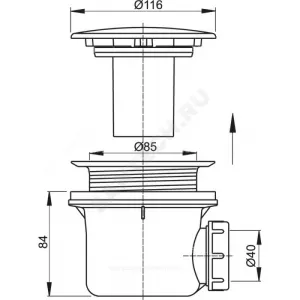 Сифон для поддона 1 1/2"x90/40 h=84мм слив крышка D=115мм Alca Plast A49CR