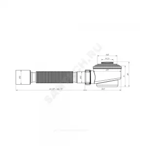 Сифон для поддона 1 1/2"x50/60/40 h=74мм с гофрой 40х50 слив клапан "клик-клак", пробка D=42,6мм АНИ Пласт E415CL