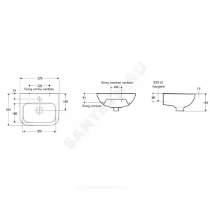 Умывальник подвесной CONTOUR 37 1 отверстие под смеситель по центру Ideal Standard S212201