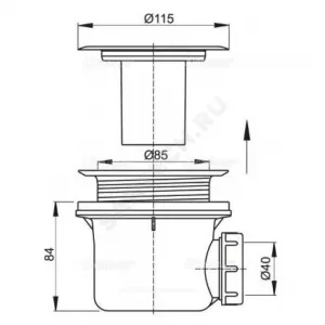 Сифон для поддона 1 1/2"x90/40 h=84мм с нержавеющей решёткой D=115мм Alca Plast A48