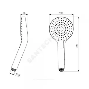 Лейка для душа 3 режима струи IDEALRAIN EVO ROUND L3 Ideal Standard B2231AA