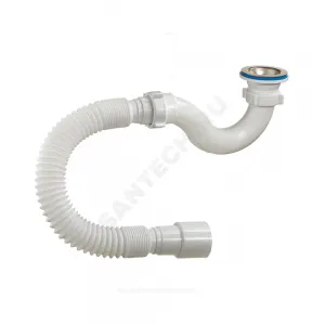 Сифон для поддона трубный 1 1/2"x50/40 с гофрой 40х40/50 выпуск с нержавеющей решёткой D=70мм Орио А-42589