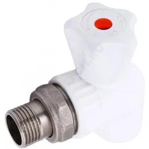 Кран шаровой PP-R белый Дн 20х1/2" НР угловой для радиатора VALFEX 10148020