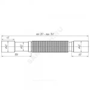 Гофра 40х32/40 L=351-761мм АНИ Пласт K407