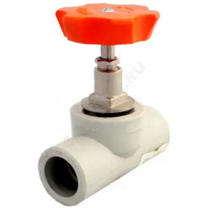 Клапан (вентиль) PP-R запорный серый Дн 32х45гр внутренняя пайка VALFEX 10174032Г