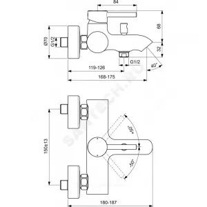 Смеситель для ванны с душем одноручный CERALINE Ideal Standard BC199AA