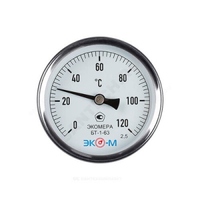 Термометр биметаллический осевой Дк63 L=100мм 120С БТ-1-63 ЭКОМЕРА