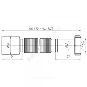 Гофра с гайкой 1 1/4"x50 L=495-1325мм АНИ Пласт K215
