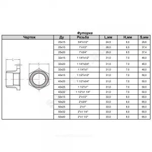 Футорка чугун оц Ду 25х15 (1"х1/2") НР/ВР Fittex PLUS