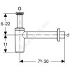 Сифон для умывальника бутылочный пластик 1 1/4"x32 с прямой трубкой хром без выпуска Geberit 151.036.21.1