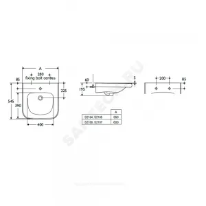 Умывальник хирургический CONTOUR 60 1 отверстие под смеситель по центру Ideal Standard S216801
