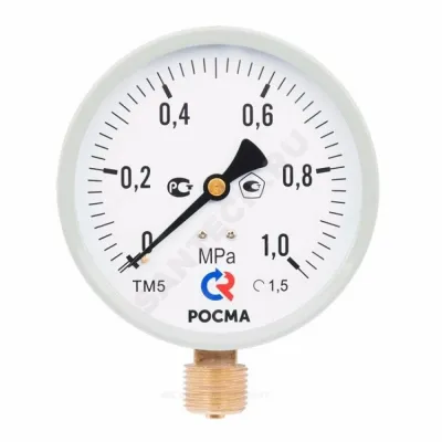 Манометр ТМ-510Р.00 (М2) радиальный Дк100мм 0-0,25 МПа G1/2" Росма 00000007644