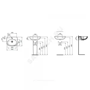 Умывальник подвесной TESI 50 1 отверстие под смеситель по центру Ideal Standard T009401