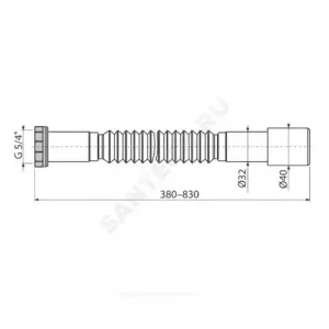 Гофра с гайкой металл 1 1/4"x32/40 L=380-830мм Alca Plast A760