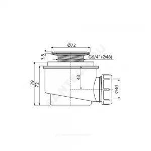 Сифон для поддона 1 1/2"x50/40 h=72мм с нержавеющей решёткой D=72мм Alca Plast A46-50