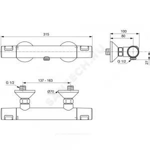 Смеситель для душа термостат CERATHERM 25 Ideal Standard A7201AA
