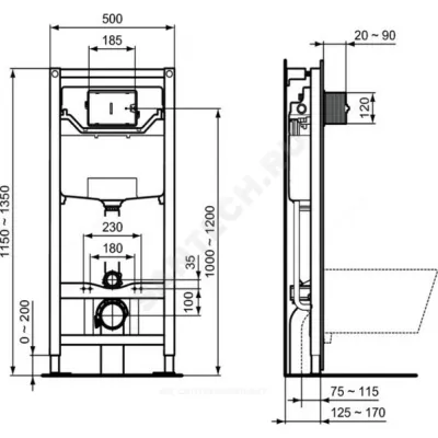 Инсталляция для подвесного унитаза Prosys Frame 120 M без кнопки смыва Ideal Standard R020467
