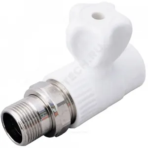 Кран шаровой PP-R белый Дн 20х1/2" НР прямой для радиатора VALFEX 10149020