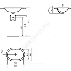 Умывальник мебельный CONNECT 55 без отверстия под смеситель Ideal Standard E504701